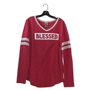 Jerry Leigh Juniors XXL Red Long Sleeve "Blessed" V-Neck Top